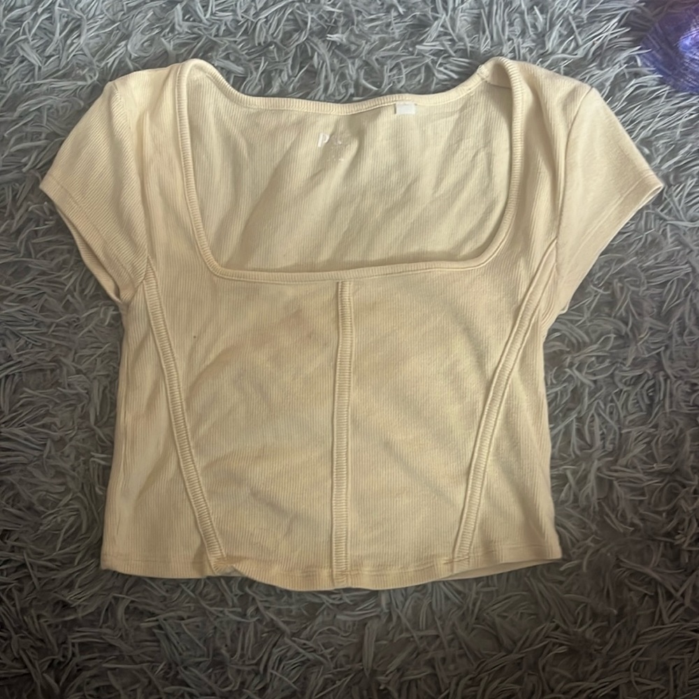 Cream PacSun baby tee, size S